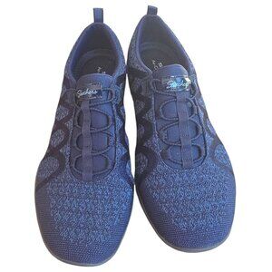 Skechers Relaxed Fit Wide Width Navy Shoes Woman Size 8.5 Style 100301
